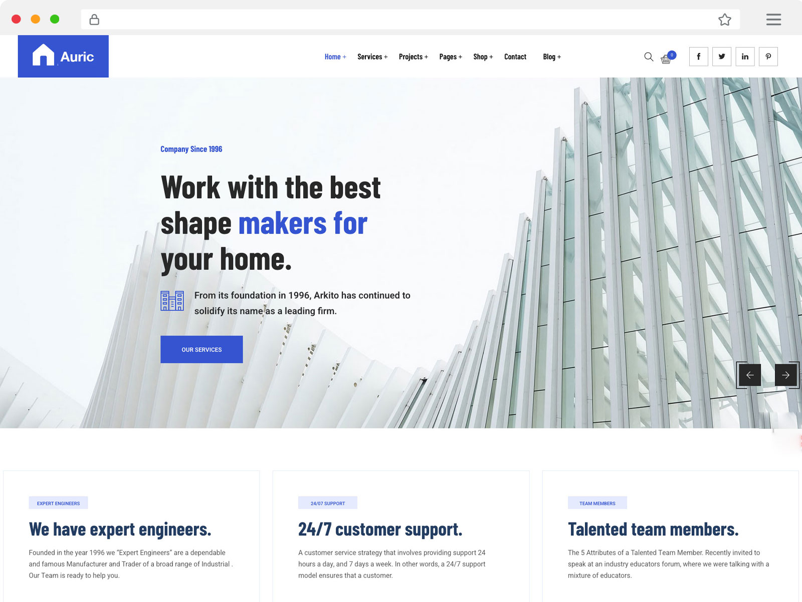 Architecture interior wordpress theme